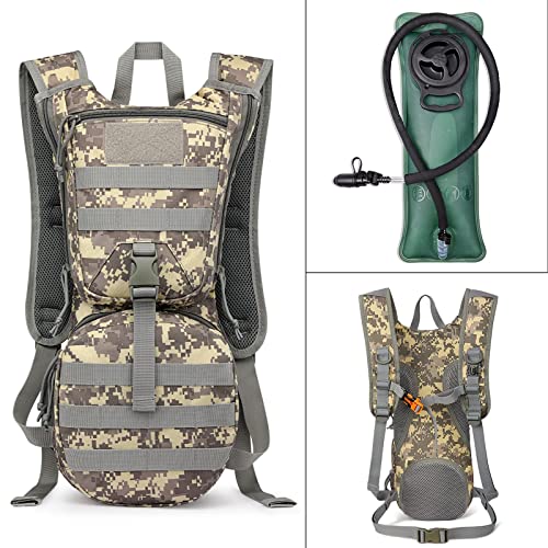 Mochila de hidratación militar G4Free con vejiga mejorada de 3 litros para senderismo, ciclismo, correr, caminar y escalar (nuevo camuflaje ACU)