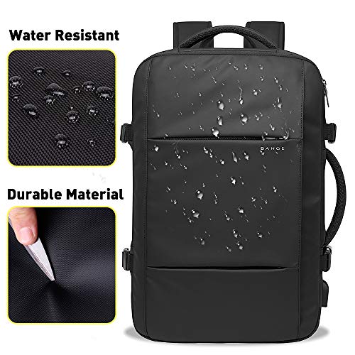 Mochila Ordenador Portátil 15,6 Pulgadas Antirrobo Impermeable Mochilas con Puerto USB, Grande Escalable Mochilas Hombre Mujer Backpack para Viajes Trabajo Estudios 22-37L, Negro