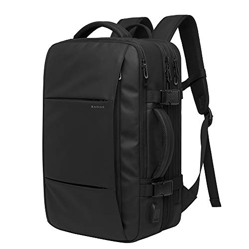 Mochila Ordenador Portátil 15,6 Pulgadas Antirrobo Impermeable Mochilas con Puerto USB, Grande Escalable Mochilas Hombre Mujer Backpack para Viajes Trabajo Estudios 22-37L, Negro