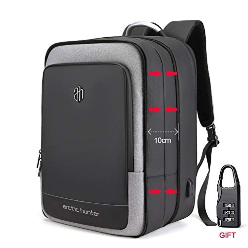 Mochila para portátil de 40 l de gran capacidad para hombre, ampliable con carga USB, macho de 40 pulgadas, bolsa de viaje impermeable