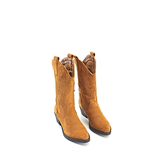 Modelisa - Botas Altas Cowboy Campera Cremallera Mujer (Camel/1, numeric_40)