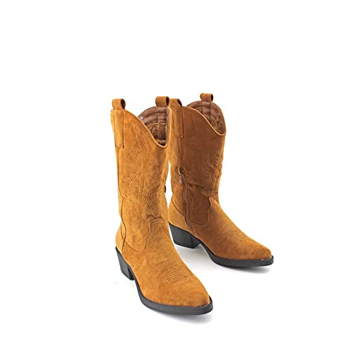 Modelisa - Botas Altas Cowboy Campera Cremallera Mujer (Camel/1, numeric_40)