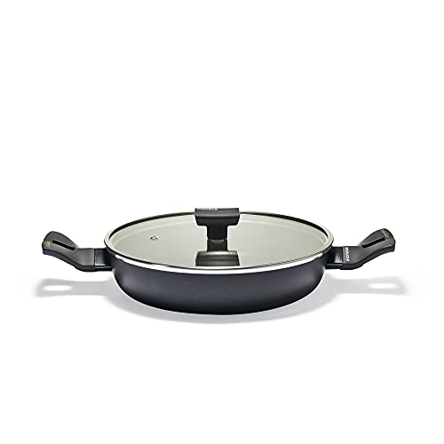 Moneta Nova cacerola baja con tapa, aluminio, Negro, 28 cm, para todo tipo de cocinas incluida inducción