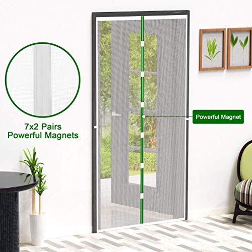 Mosquitera Puerta Magnetica Corredera, 90x210 cm, Cortina Mosquiteras Magnética para Puertas Abatible Balcón Puerta Corredera de Patio, Fácil instalación, Blanca