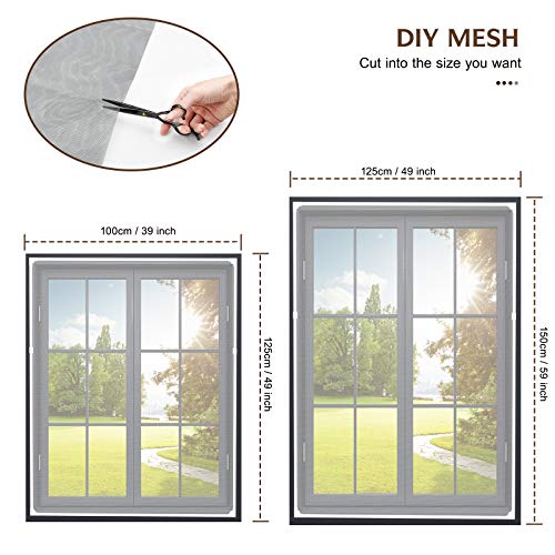 Mosquitera Ventana Magnética DIY, Mosquitera de Protección Contra Insectos, Marco Magnético Extraíble, Lavable, Se Puede Cortar, Buena Permeabilidad Al Aire, No Requiere Perforación (100x125CM)