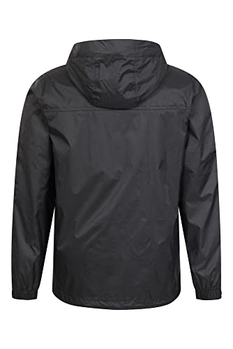 Mountain Warehouse Chaqueta Torrent para Hombre - Chubasquero, Abrigo Ligero, Ropa de Abrigo con Costuras termoselladas, Chaqueta Informal con Dos Bolsillos -para Viajar Negro 3XL