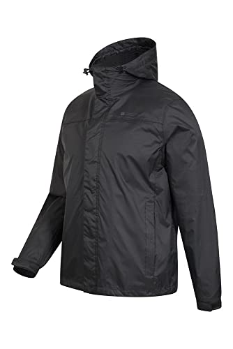 Mountain Warehouse Chaqueta Torrent para Hombre - Chubasquero, Abrigo Ligero, Ropa de Abrigo con Costuras termoselladas, Chaqueta Informal con Dos Bolsillos -para Viajar Negro 3XL