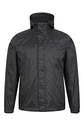 Mountain Warehouse Chaqueta Torrent para Hombre - Chubasquero, Abrigo Ligero, Ropa de Abrigo con Costuras termoselladas, Chaqueta Informal con Dos Bolsillos -para Viajar Negro 3XL