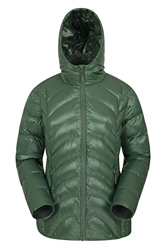 Mountain Warehouse Helsinki Chaqueta Acolchada para Mujer - Chaqueta de Lluvia Resistente al Agua, con Aislamiento de Microfibra, Ajuste Fino, para Exteriores, Invierno Caqui Oscuro 40