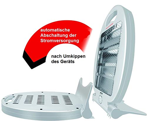 Mpm MUG-15 Estufa eléctrica de Cuarzo portátil, radiador halógeno, 2 Niveles Temperatura, Sistema Seguridad, 400/800W, 80000 W, Polímero Termoresistente Libre De Bpa, Blanco