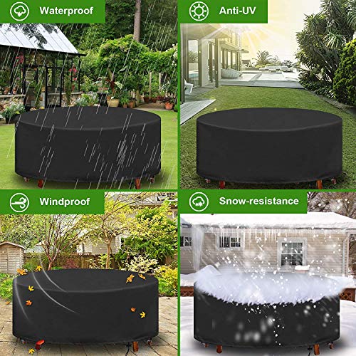 Muebles de Jardín Funda, Redondo Mesa de Jardín Funda Impermeable Resistente Circular Exterior Patio Mobiliario Refugio Funda Anti-UV Mesa de Comed