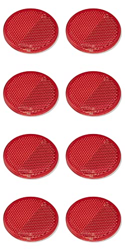 MULTIBROS 8 piezas reflectores autoadhesivos ojo de gato para remolques, caravanas, tractores, redondos, rectangulares, reflectores (rojo, redondos)