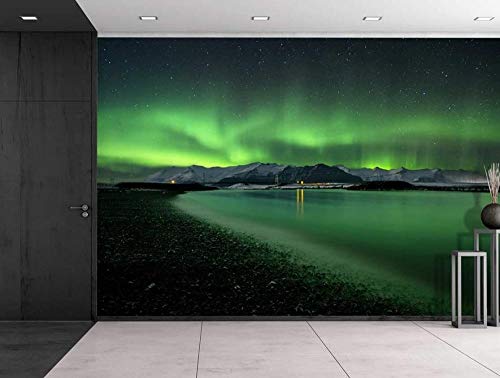 MUMUWUSG Papel Pintado 3D Murales - Aurora Boreal Verde De Fantasía - Fotomurales Para Salón Natural Landscape Foto Mural Pared, Dormitorio Corredor Oficina Mural