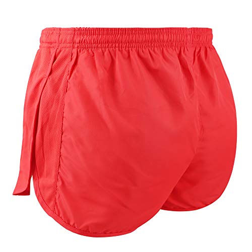 Muscle Alive Hombres Deportes Running 1" Élite División Corriendo Pantalones Cortos con Lado Malla Panel Rápido Seco Shorts Rojo XL