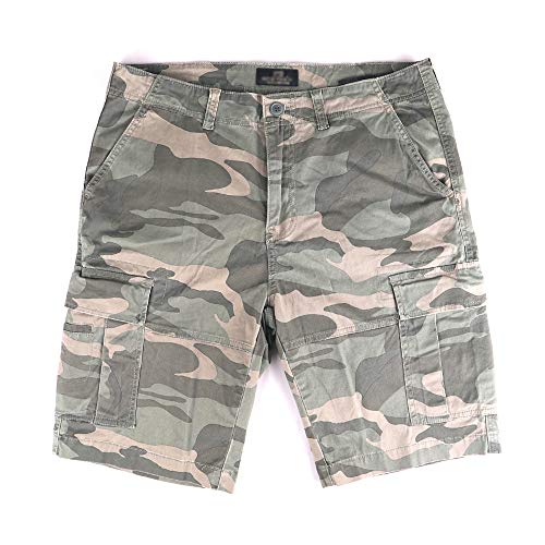 Muscle Alive Hombres Shorts Cargo Cámping Excursionismo Camuflaje Vendimia 100% algodón Pantalones Cortos Camuflaje Verde 34