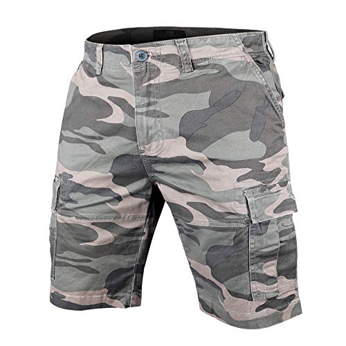 Muscle Alive Hombres Shorts Cargo Cámping Excursionismo Camuflaje Vendimia 100% algodón Pantalones Cortos Camuflaje Verde 34