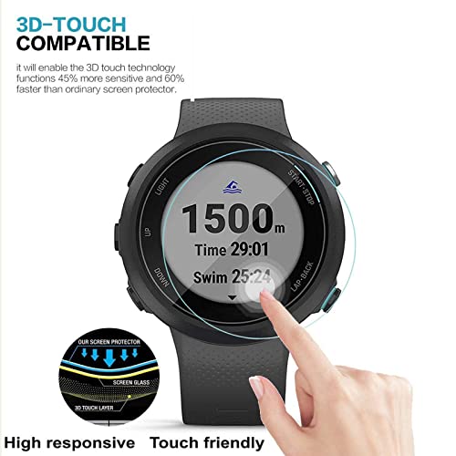 MWOOT Cristal Templado Compatible con Reloj Garmin Swim 2 (4 Unidades), Protector Pantalla Vidrio Proteccion 9H Pelicula Anti-arañazos para Smartwatch Garmin Swim 2