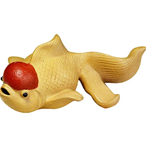 MZXUN Goldfish Goldfish Crafts - Decoración para mascotas de té de arena morada, adornos para mascotas, lindos accesorios de juego de té de peces de colores (color: amarillo, tamaño: 4,5 x 10 cm)