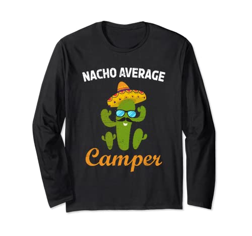 Nacho Promedio Camper Suculento Cactus Camping Camp Burrito Manga Larga