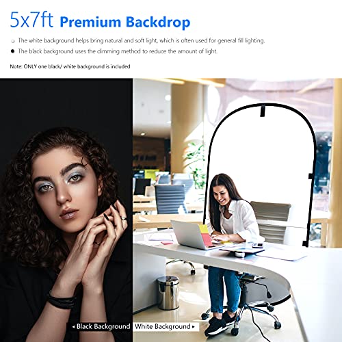 Neewer Fondo de Cámara Web, 2 en 1 Trabajo Desde Casa Fondo de Videoconferencia para Silla con Correa Elástica, Pantalla Blanca de Pantalla Negra de Doble Cara de 5 x 7 Pies