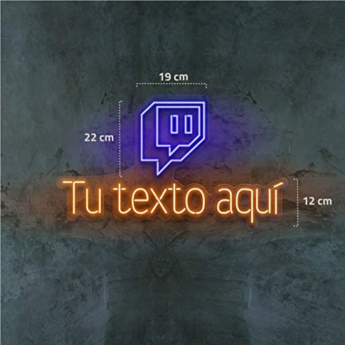 Neón Twitch con tu Nombre personalizado | Base metacrilato 5 mm | Zona gamer | Neon Flex LED para twitch streamers y professional gamers