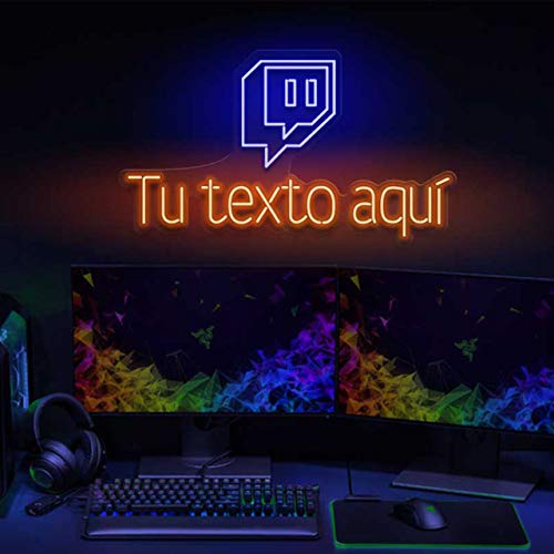 Neón Twitch con tu Nombre personalizado | Base metacrilato 5 mm | Zona gamer | Neon Flex LED para twitch streamers y professional gamers