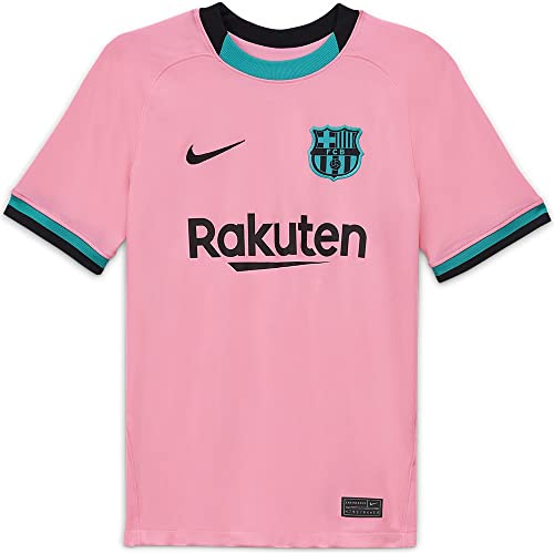 NIKE FC Barcelona Temporada 2020/21-FCB Y NK BRT STAD JSY SS 3RCK7882-654 Camiseta Tercera Equipación, Niño, Pink Beam/Black Full Sponsor, M