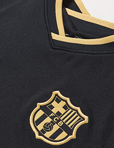 NIKE FCB Y NK BRT Stad JSY SS AW T-Shirt, Unisex niños, Black/Metallic Gold Full Sponsor, XS