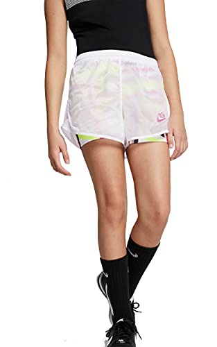 NIKE G NSW Short Tempo Icon Aop6 Pantalón, Niñas, White/White/Laser Fuchsia, XL