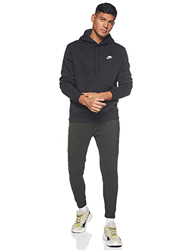 NIKE M NSW Club Hoodie Po BB Sweatshirt, Hombre, Black/Black/White, L