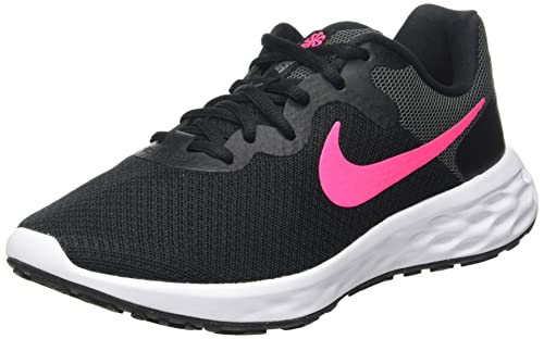 Nike Revolution 6, Road Running Shoe Mujer, Black/Hyper Pink-Iron Grey, 39 EU