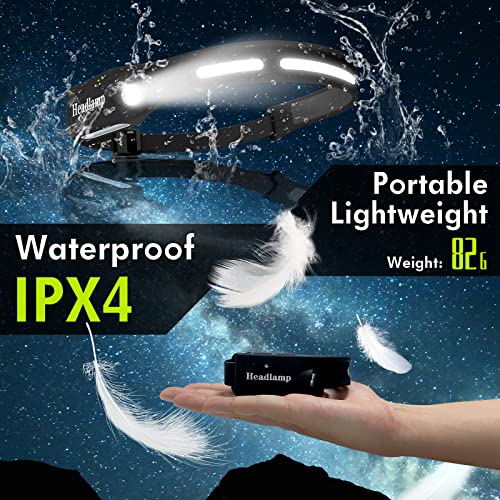 Nikiyo LED Linternas Frontales 500 lúmenes USB recargable 230 ° sensor faro 5 modos de luz ligero faro impermeable para niños adultos camping senderismo correr edificio exterior