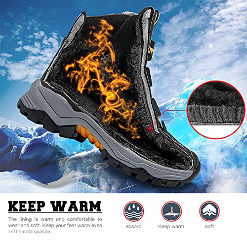 Niño Botas para senderismo Invierno Zapatos de Nieve para Niño Zapatos de Montañismo,Negro Naranja,39 EU