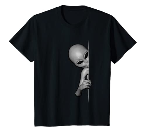 Niños Peeking Grey Alien, Zeta Reticuli Area 51 UFO secuestro Camiseta