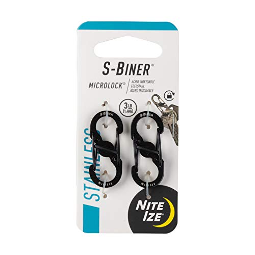 Nite Ize S-Biner MicroLock - Organizador de llaves, color negro, pack de 2 uds