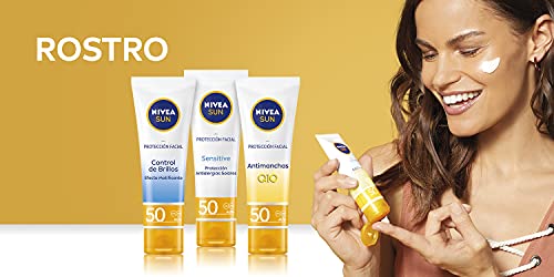 NIVEA SUN Protección Facial UV Control de Brillos FP50 (1 x 50 ml), crema solar facial, crema matificante con protección solar alta, 0% sensación pegajosa