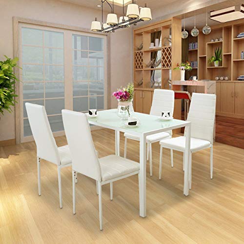 Noorsk Design Conjunto de Mesa de Cocina 105x60 + 4 sillas Clasik (Sillas Blancas)