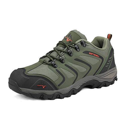 NORTIV 8 Zapatos de Senderismo Hombres Zapatillas Trekking Impermeables Botas Montaña Ligeros al Aire Libre 160448-LOW Verde Negro Naranja 43 EU/10 US