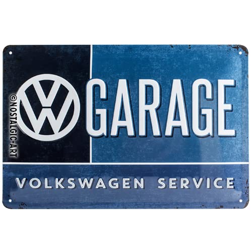 Nostalgic-Art VW Garage Placa Decorativa, Metal, Azul y Blanco, 20 x 30 cm