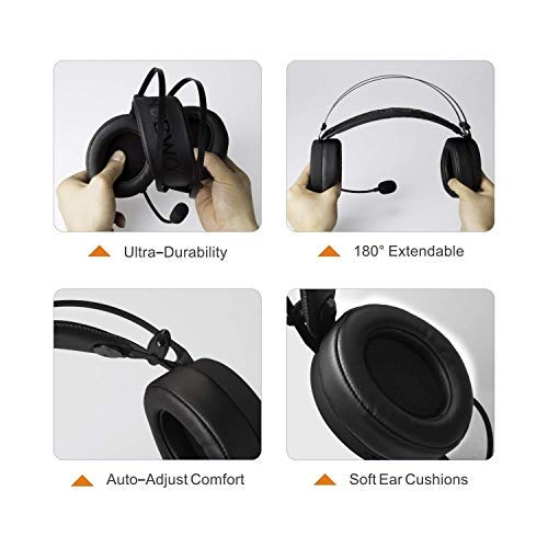 NUBWO Auriculares para Videojuegos PS4, N7, estéreo, Xbox One, con Cable, para PC, Mac, Playstation 4, Xbox One, Android y iPhone, Color Negro