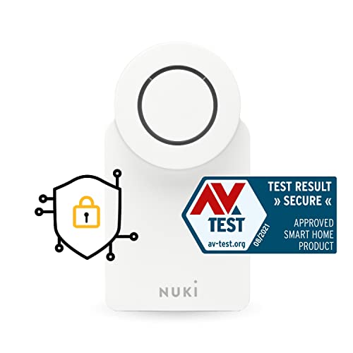 Nuki Smart Lock 3.0, cerradura inteligente para la puerta de casa sin conversión, cerradura electrónica retroadaptable, cerradura digital con bloqueo automático, blanco