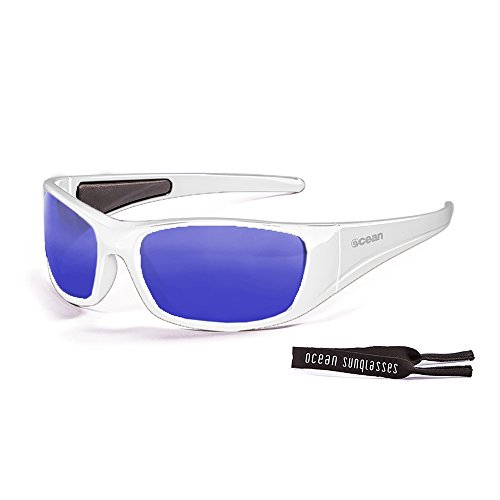 Ocean Sunglasses Bermuda - Gafas de Sol polarizadas - Montura : Blanco Brillante - Lentes : Azul Espejo (3401.2)