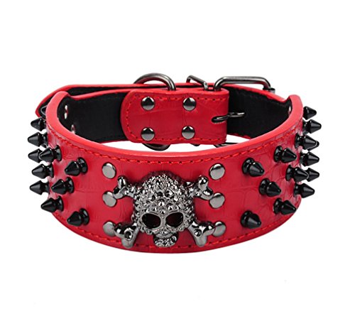 OCSOSO - collar de perro ajustable, de piel sintética, con pinchos, estilo Metal Punk, para Perros pequeños o medianos, 5.10 cm de ancho