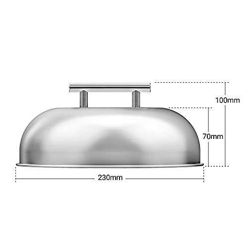 Onlyfire Tapa para derretir Queso,Tapa con Forma de Cúpula para Cubrir Hamburguesas y Fundir,Acero Inoxidable（22CM）