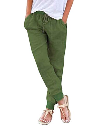 Onsoyours Pantalones De Mujer para Primavera Y Verano Nueve Puntos Sección Fina Pantalones Sueltos Pantalones Casuales B Verde Large