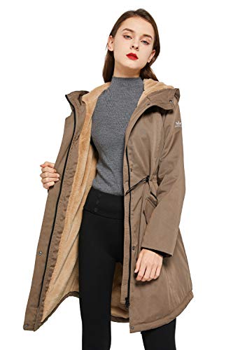 Orolay Parka de Mujer con Capucha y Forro Polar Chaqueta Acolchada para el Invierno Armada M