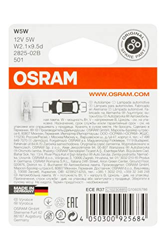 Osram 2825-02B Lámpara W2,1x9,5d 12V 5W W5W, blanco, Double Blister