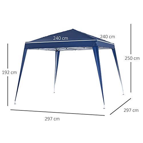 Outsunny Carpa Plegable 3x3m Cenador de Jardín Diseño Pop Up de Acero y Cubierta de Tela Oxford Azul