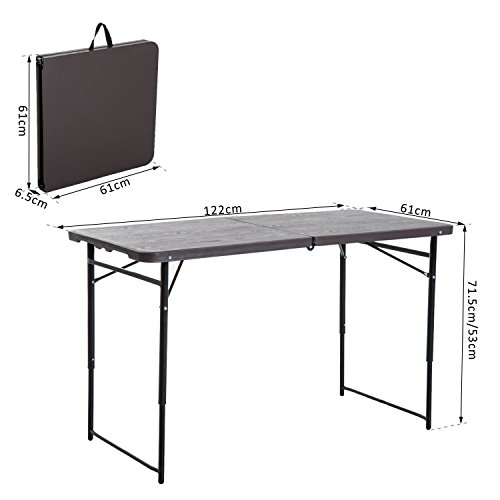 Outsunny Mesa de Camping Plegable y Portátil Tipo Mesa Buffet Auxiliar Ligera y Multiusos con Asas PP 122x61x53/71.5cm(LxAnxAl)