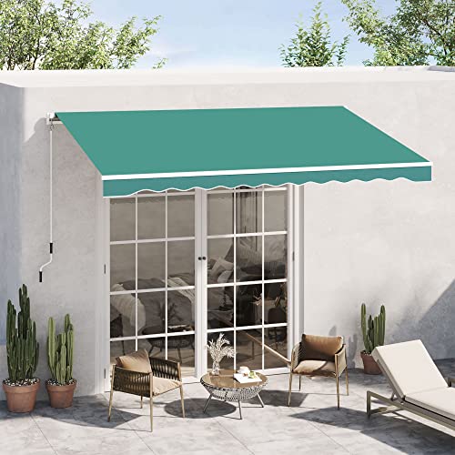 Outsunny Toldo para Patio Balcón Terraza y Jardín con Brazo articulado de Aluminio y Tela de Poliéster de 280g/m2 395x245 cm (Verde)